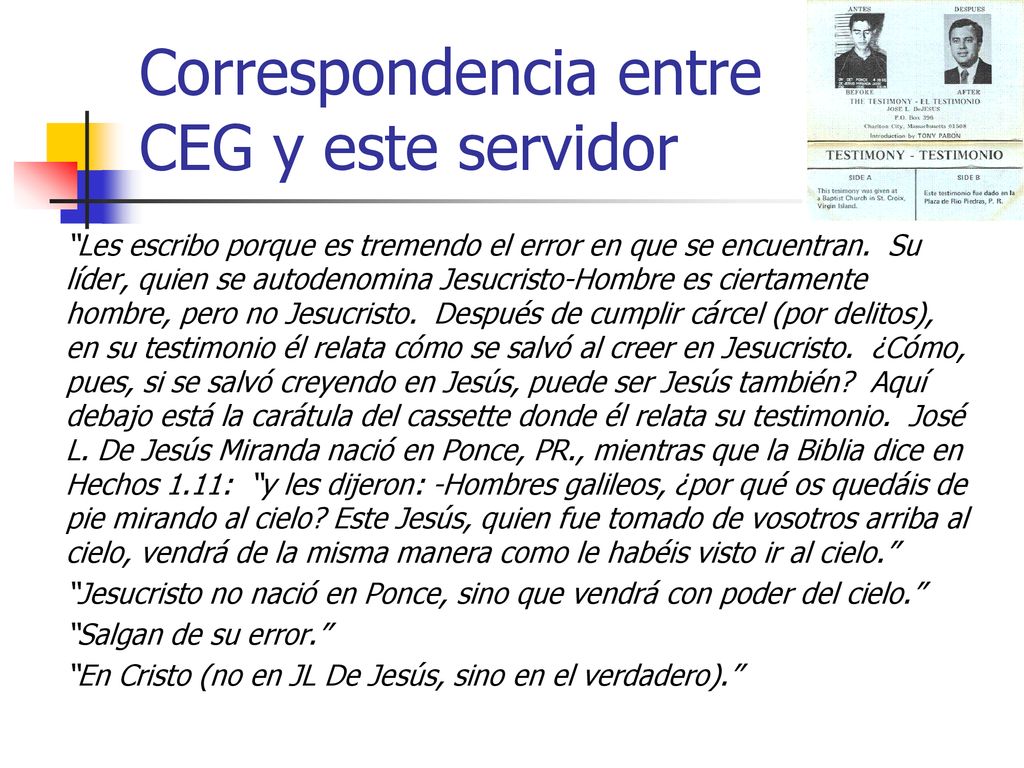 Correspondencia entre CEG y este servidor