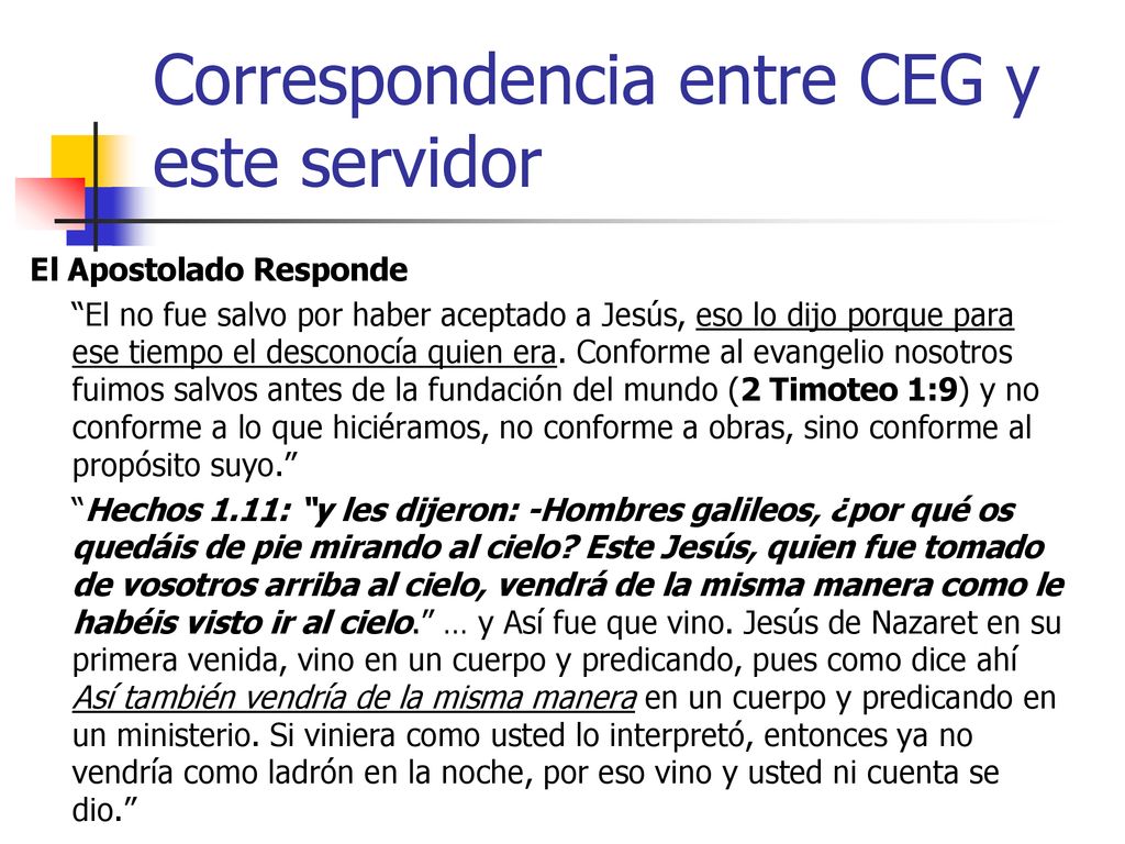 Correspondencia entre CEG y este servidor