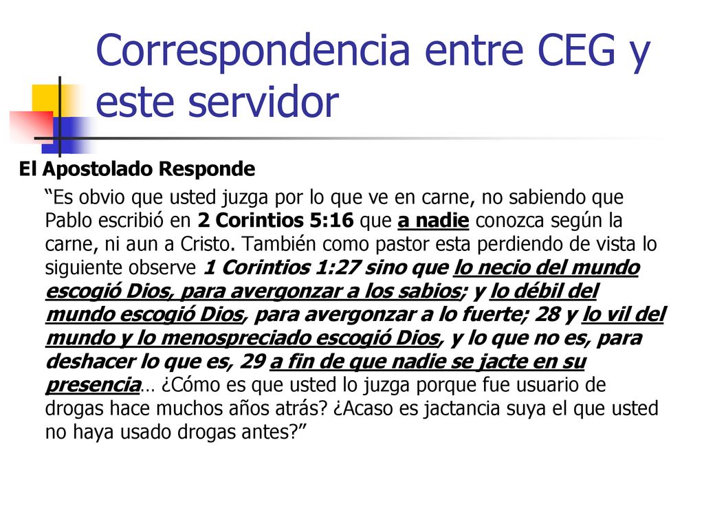 Correspondencia entre CEG y este servidor