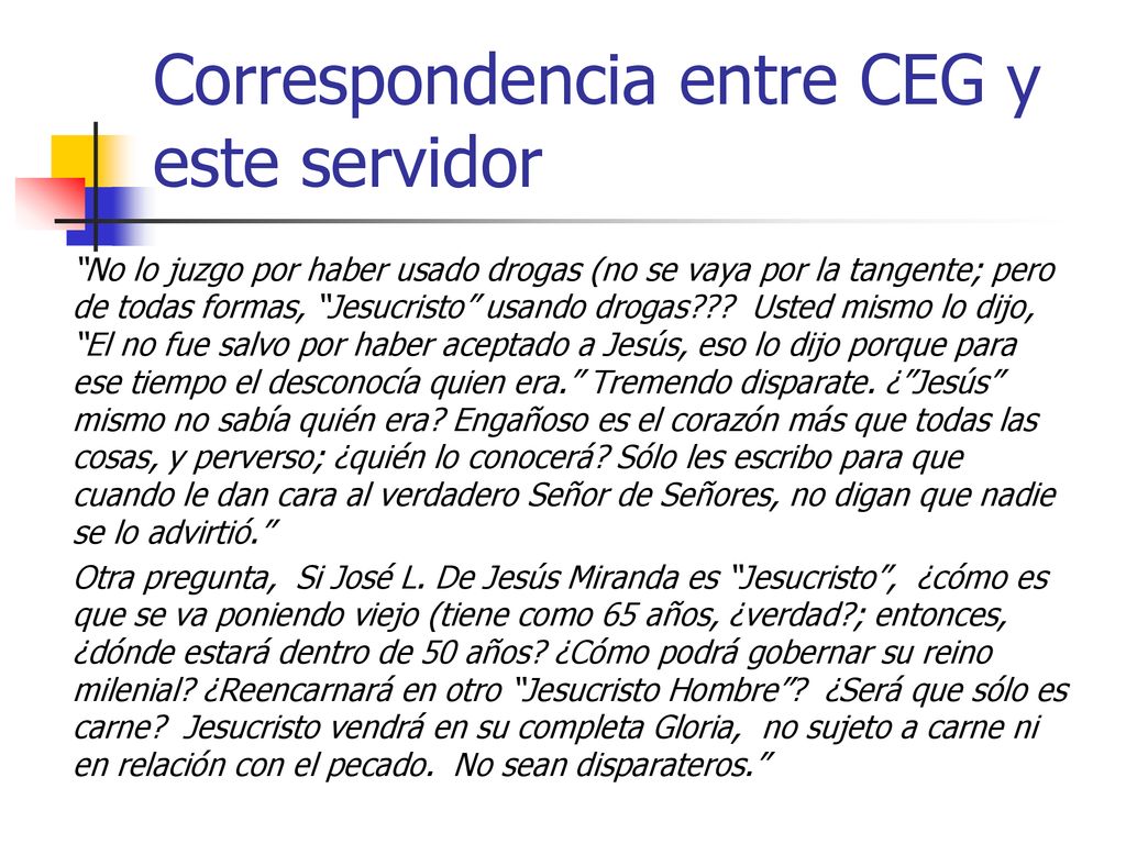 Correspondencia entre CEG y este servidor