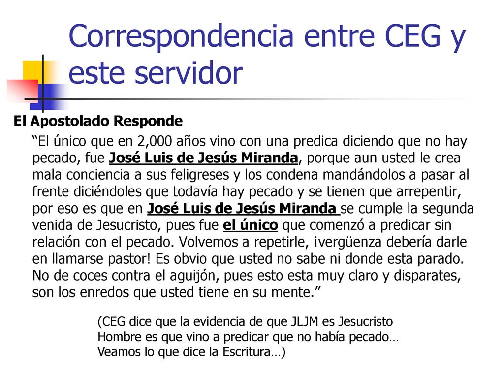 Correspondencia entre CEG y este servidor