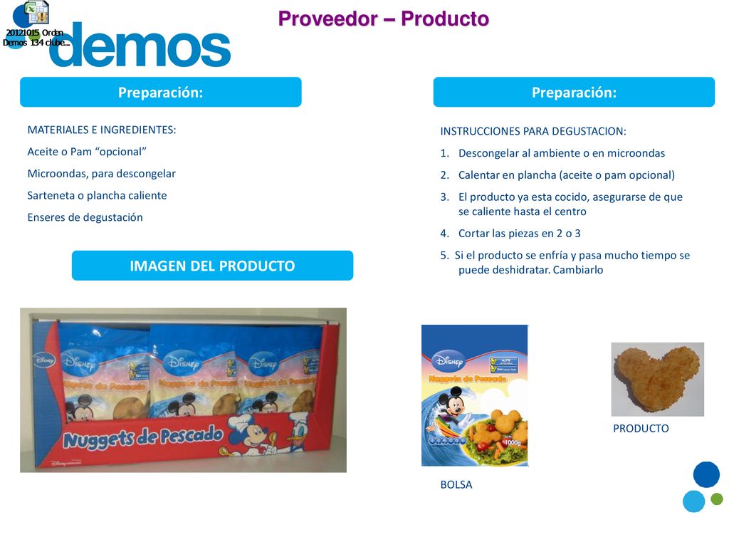 Proveedor – Producto Preparación: Preparación: IMAGEN DEL PRODUCTO