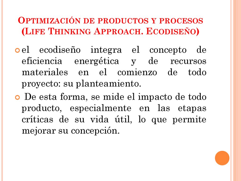 Optimización de productos y procesos (Life Thinking Approach