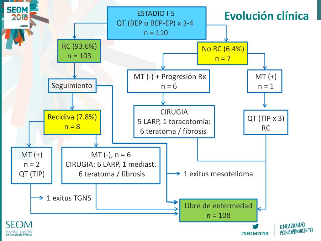 Evolución clínica ESTADIO I-S QT (BEP o BEP-EP) x 3-4 n = 110