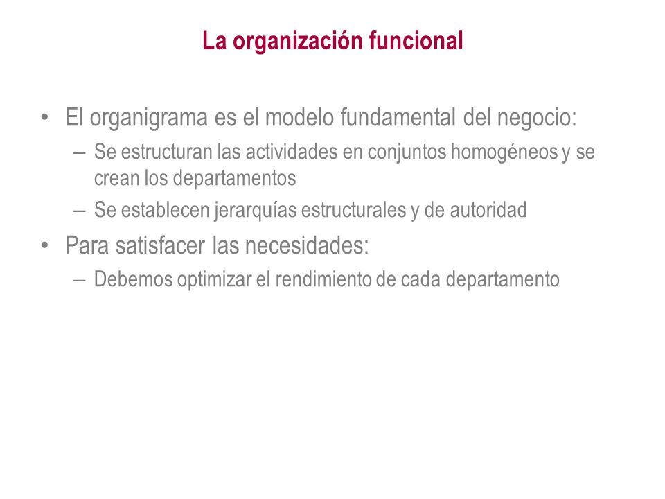 La organización funcional
