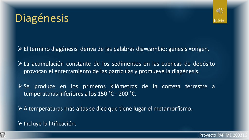 Diagénesis Inicio. El termino diagénesis deriva de las palabras dia=cambio; genesis =origen.