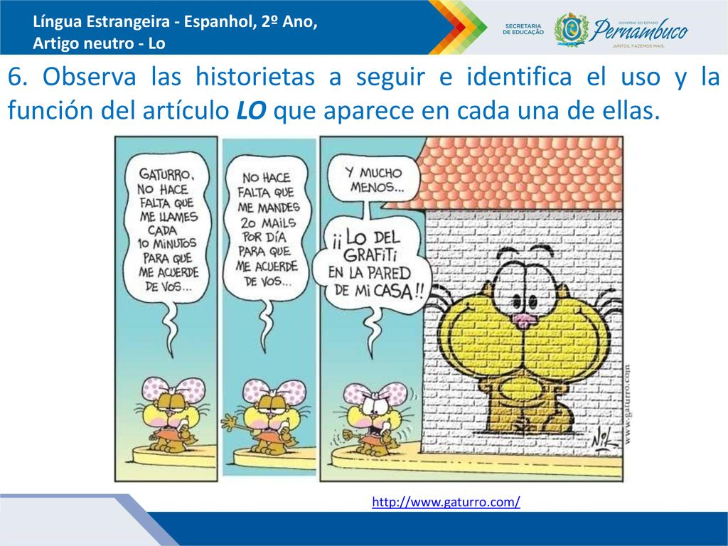 Língua Estrangeira - Espanhol, 2º Ano, Artigo neutro - Lo