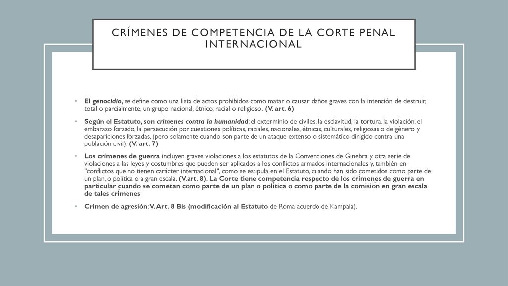 Crímenes de Competencia de la Corte Penal Internacional