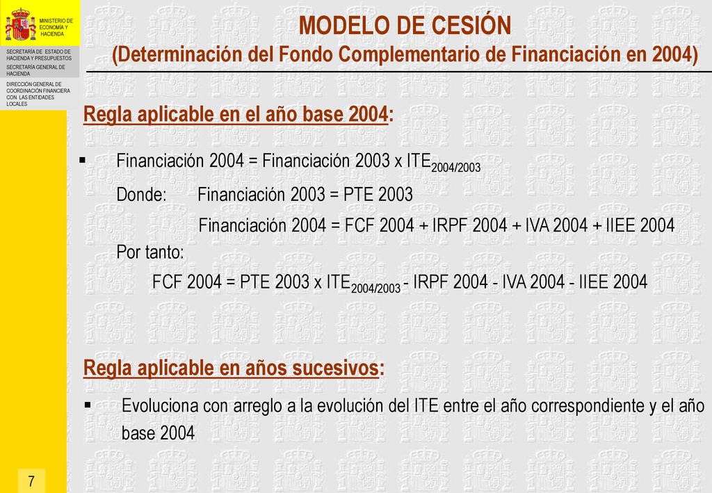 FCF 2004 = PTE 2003 x ITE2004/ IRPF IVA IIEE 2004