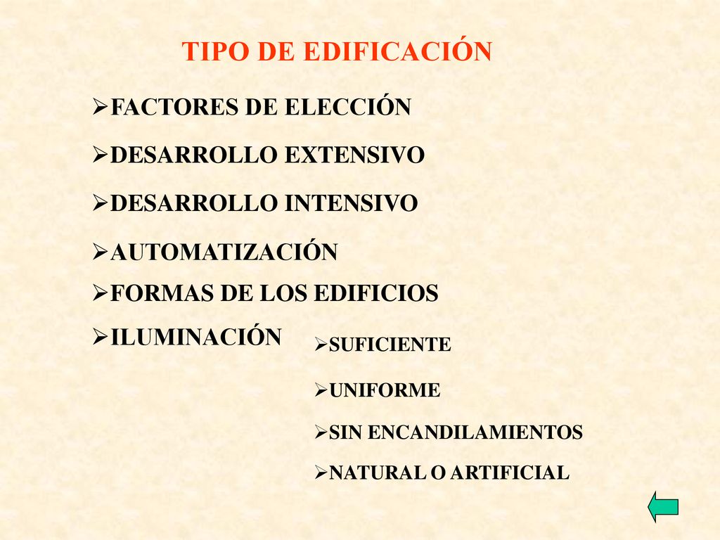 TIPO DE EDIFICACIÓN FACTORES DE ELECCIÓN DESARROLLO EXTENSIVO