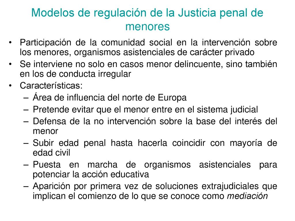 Modelos de regulación de la Justicia penal de menores