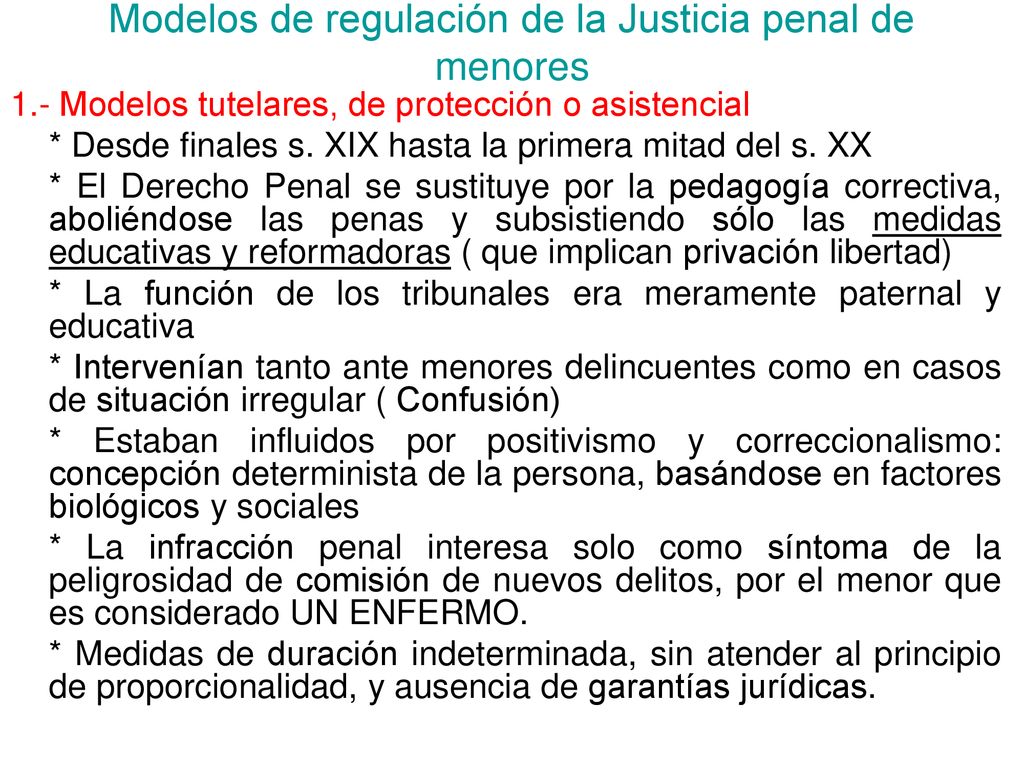 Modelos de regulación de la Justicia penal de menores