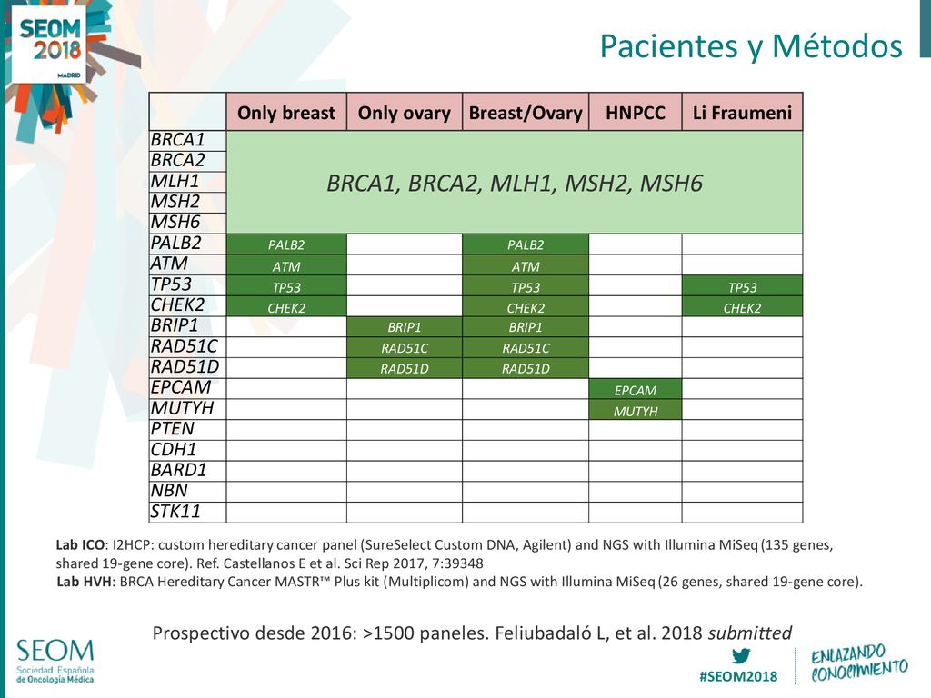 Pacientes y Métodos BRCA1, BRCA2, MLH1, MSH2, MSH6 Only breast