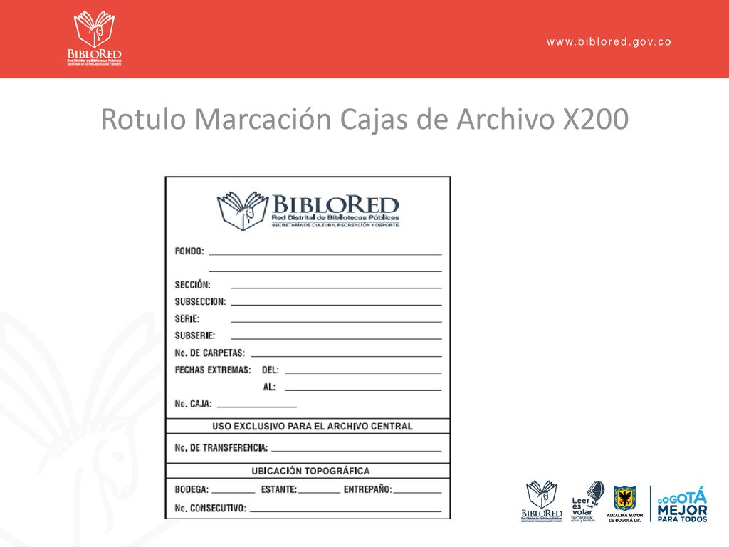 Rotulo Marcación Cajas de Archivo X200