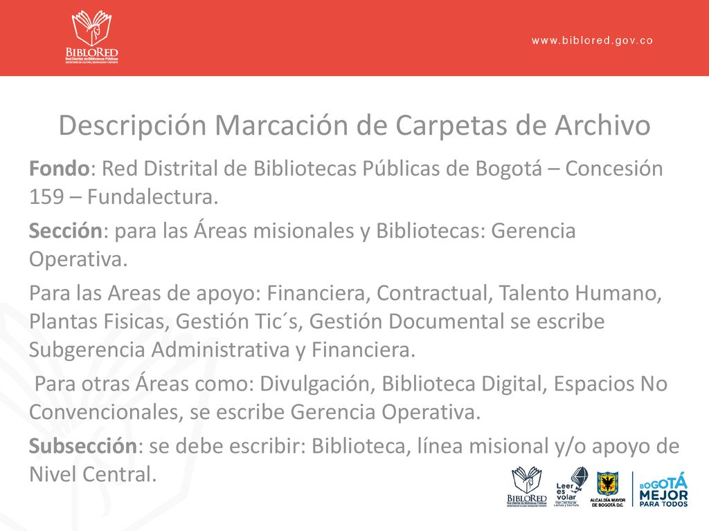 Descripción Marcación de Carpetas de Archivo