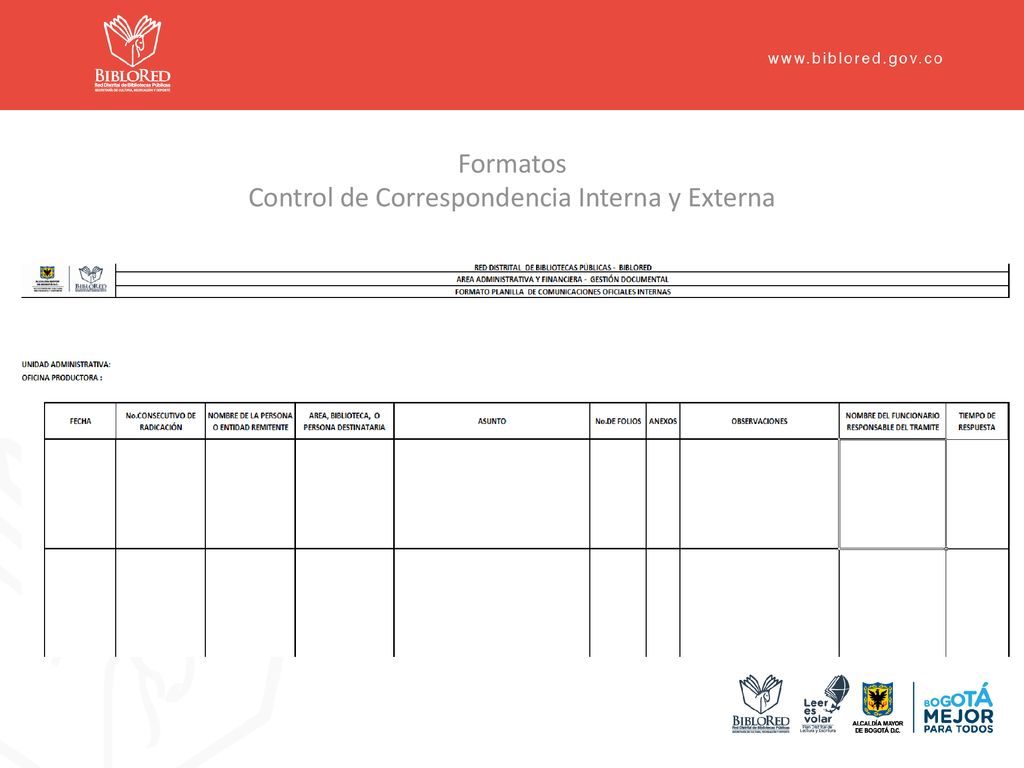 Formatos Control de Correspondencia Interna y Externa
