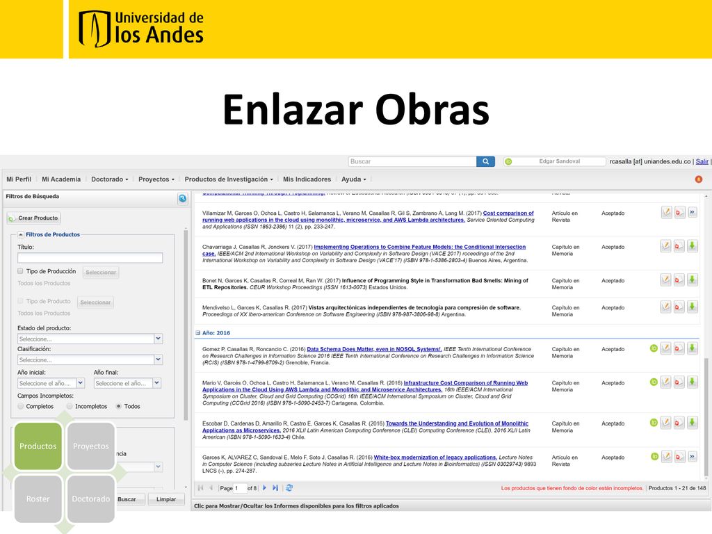 Enlazar Obras Productos Proyectos Roster Doctorado