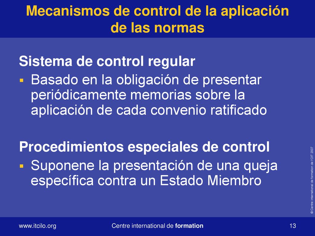 Mecanismos de control de la aplicación de las normas