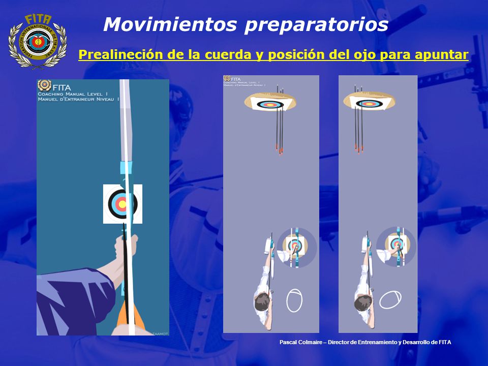 Prealineción de la cuerda y posición del ojo para apuntar