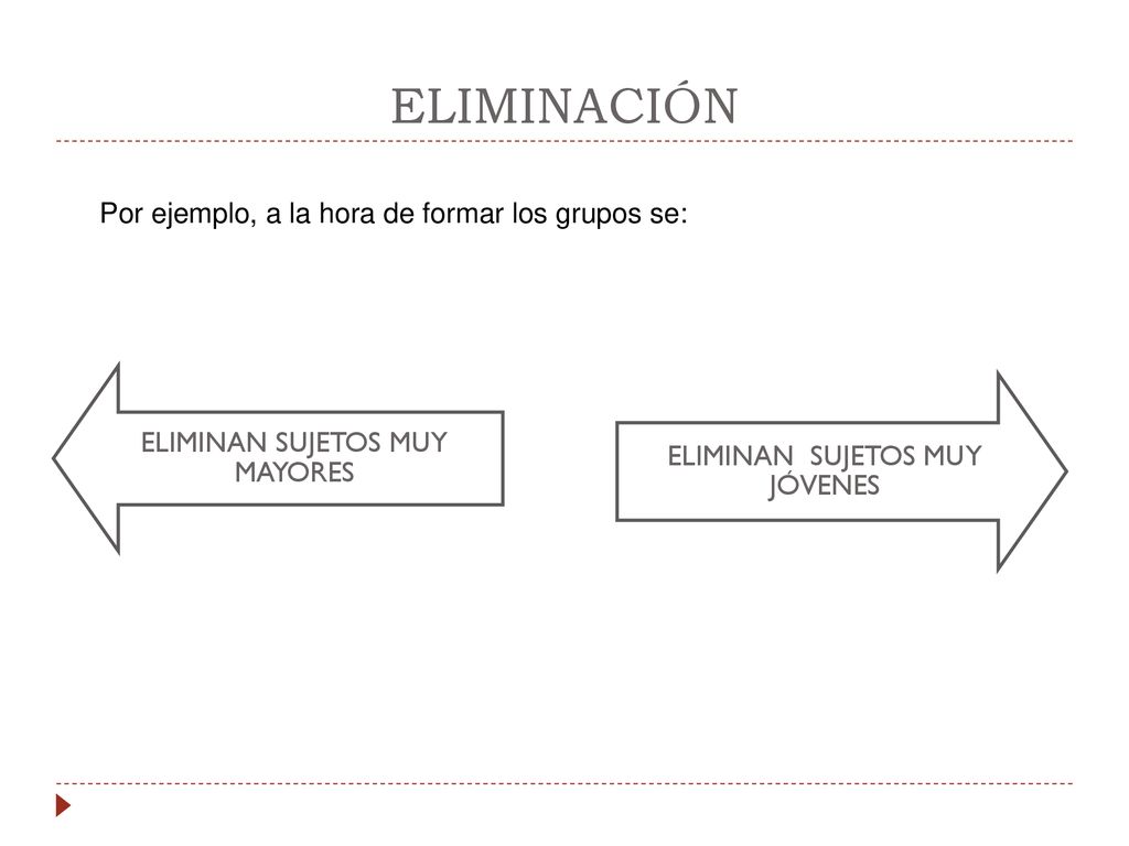 ELIMINACIÓN Por ejemplo, a la hora de formar los grupos se: