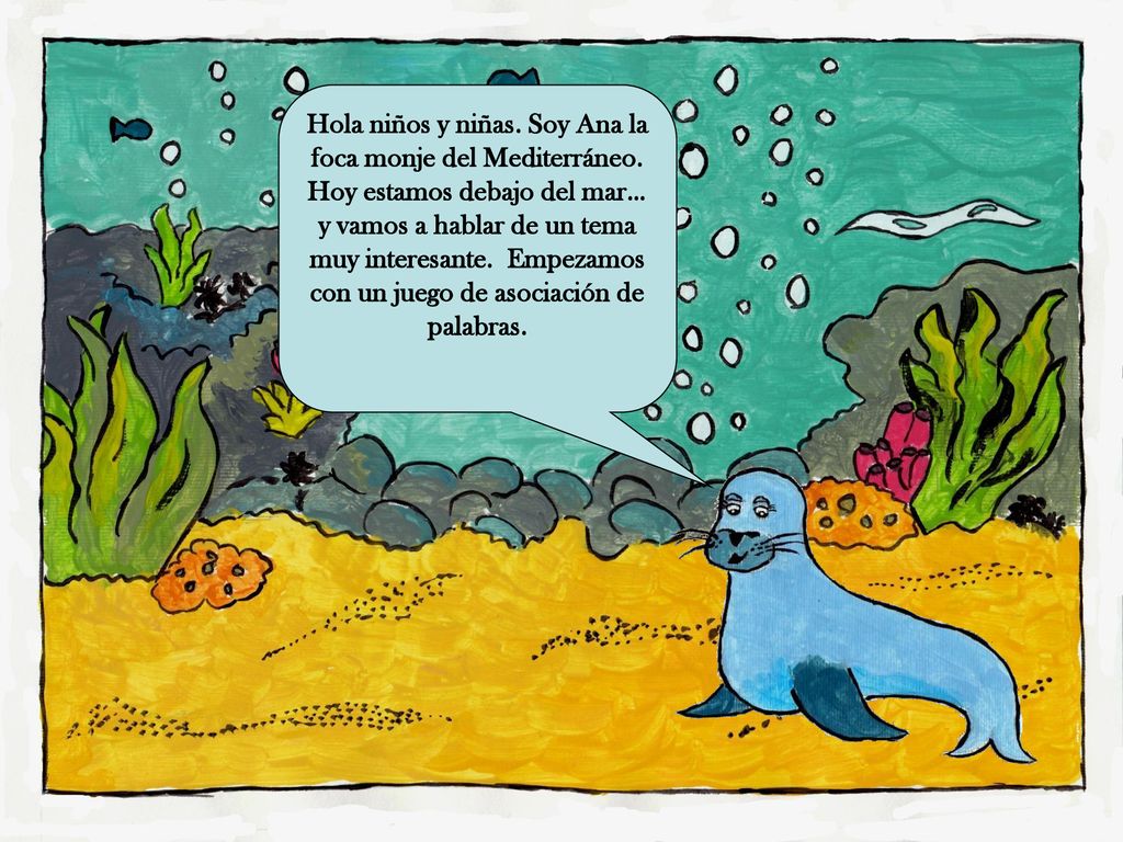 Hola niños y niñas. Soy Ana la foca monje del Mediterráneo