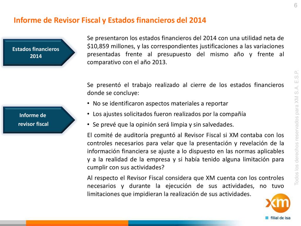 Informe de Revisor Fiscal y Estados financieros del 2014