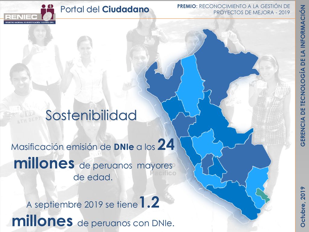 A septiembre 2019 se tiene1.2 millones de peruanos con DNIe.