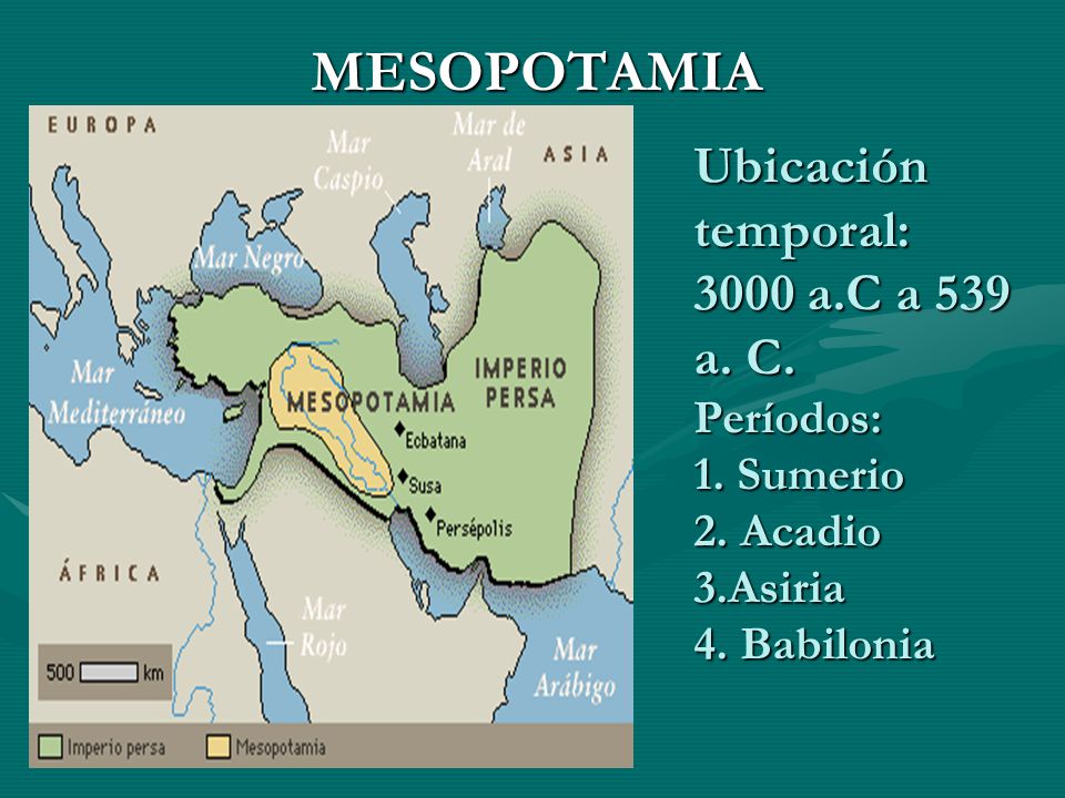 MESOPOTAMIA Ubicación temporal: 3000 a.C a 539 a. C.