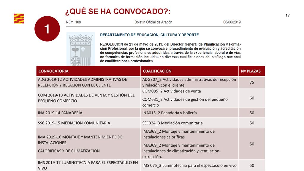 1 ¿QUÉ SE HA CONVOCADO : CONVOCATORIA CUALIFICACIÓN Nº PLAZAS