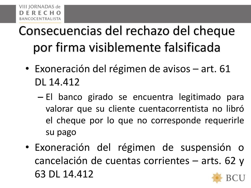Consecuencias del rechazo del cheque por firma visiblemente falsificada