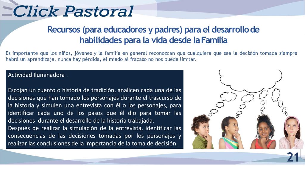 Recursos (para educadores y padres) para el desarrollo de habilidades para la vida desde la Familia