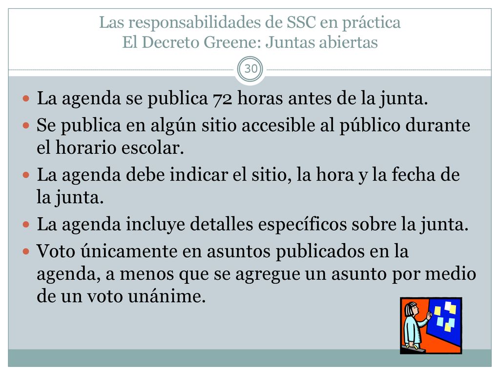 La agenda se publica 72 horas antes de la junta.