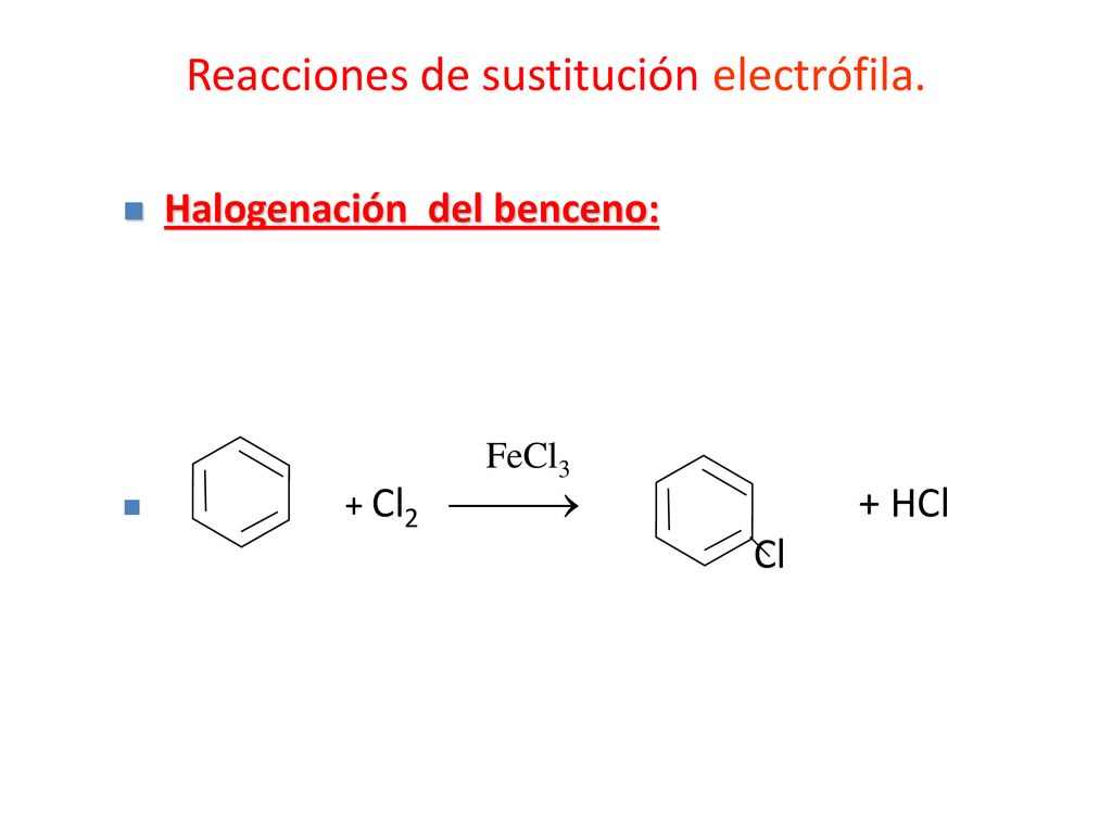 Reacciones de sustitución electrófila.