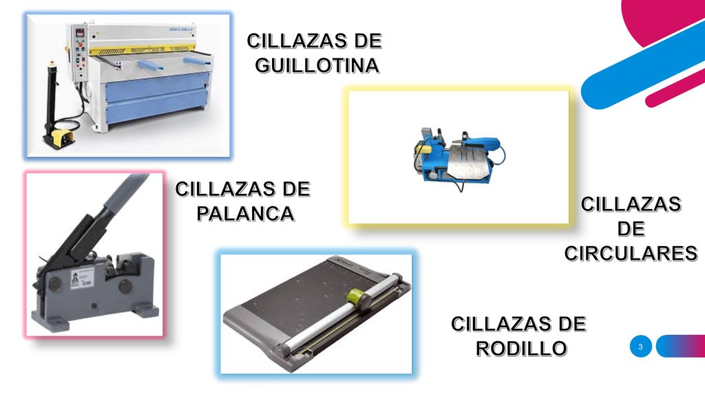 CILLAZAS DE GUILLOTINA CILLAZAS DE PALANCA CILLAZAS DE CIRCULARES CILLAZAS DE RODILLO