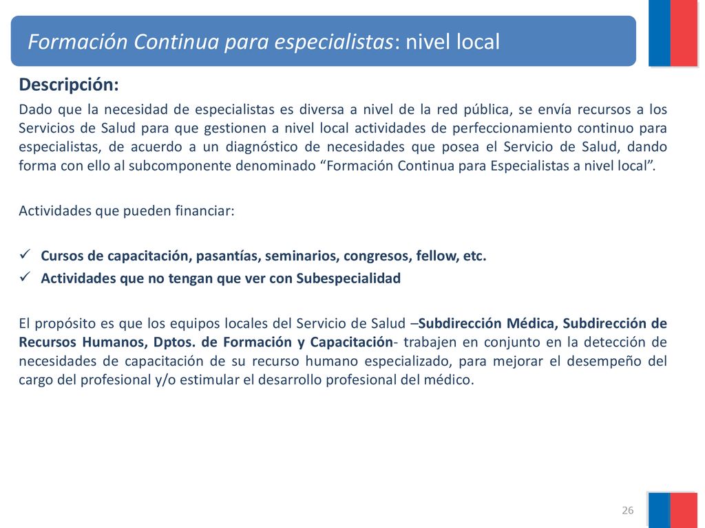 Formación Continua para especialistas: nivel local