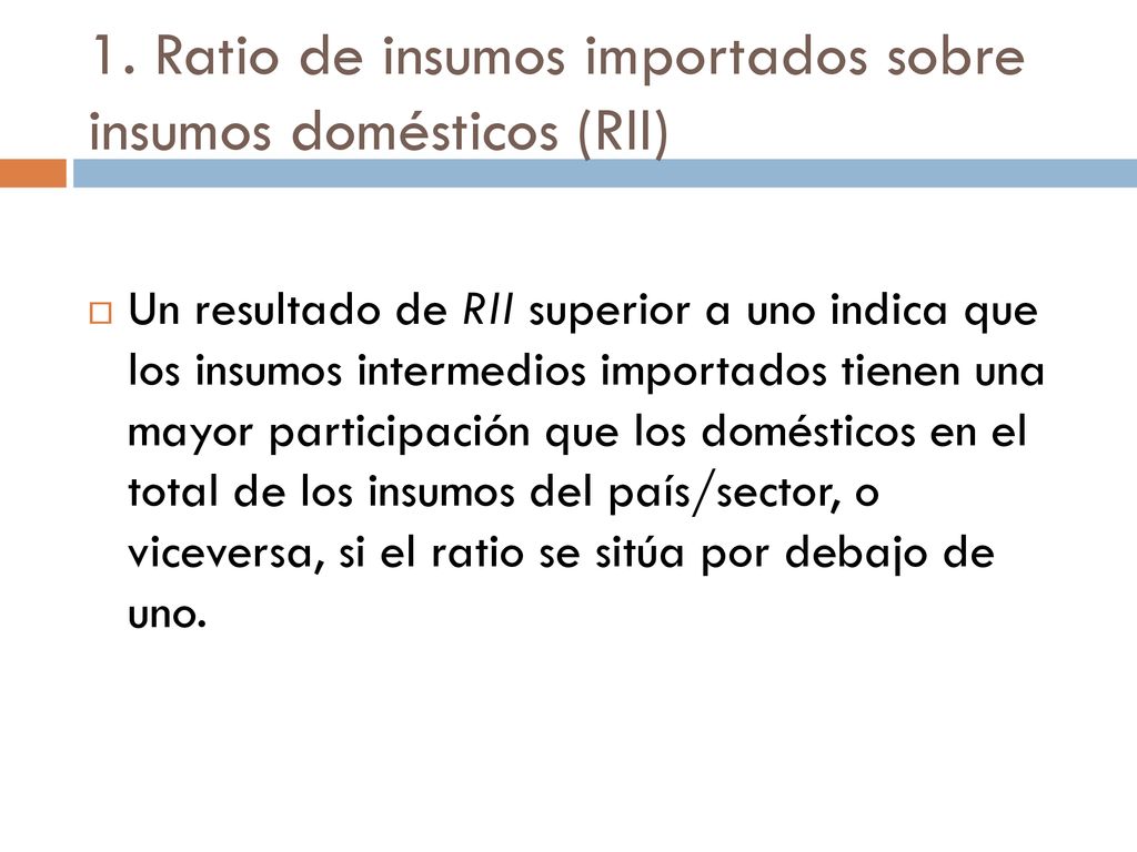 1. Ratio de insumos importados sobre insumos domésticos (RII)