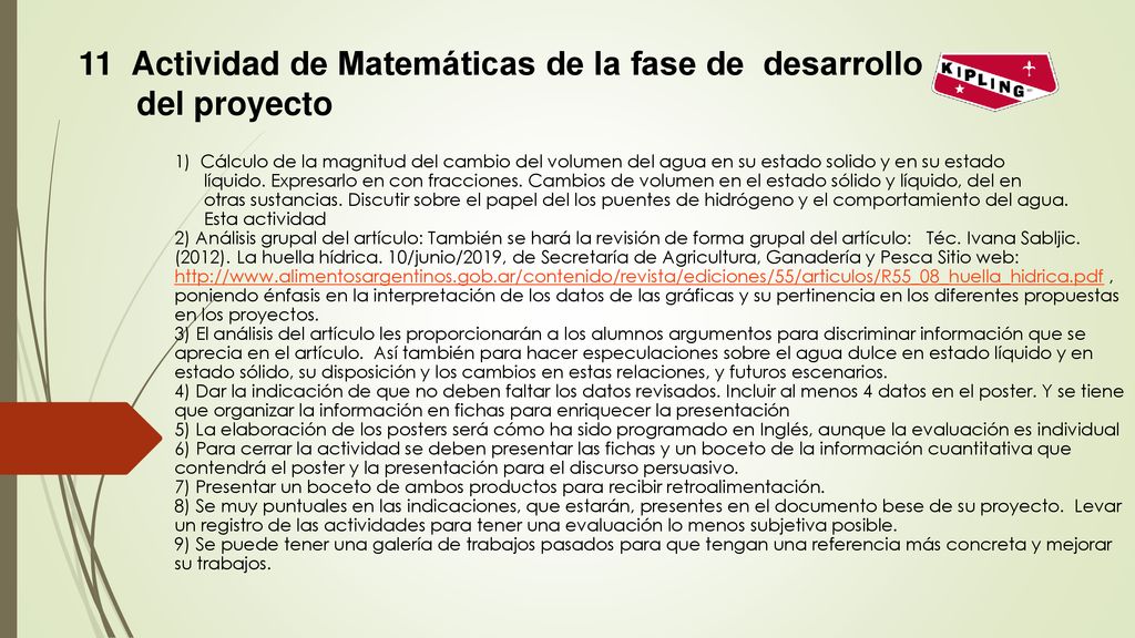 del proyecto 11 Actividad de Matemáticas de la fase de desarrollo