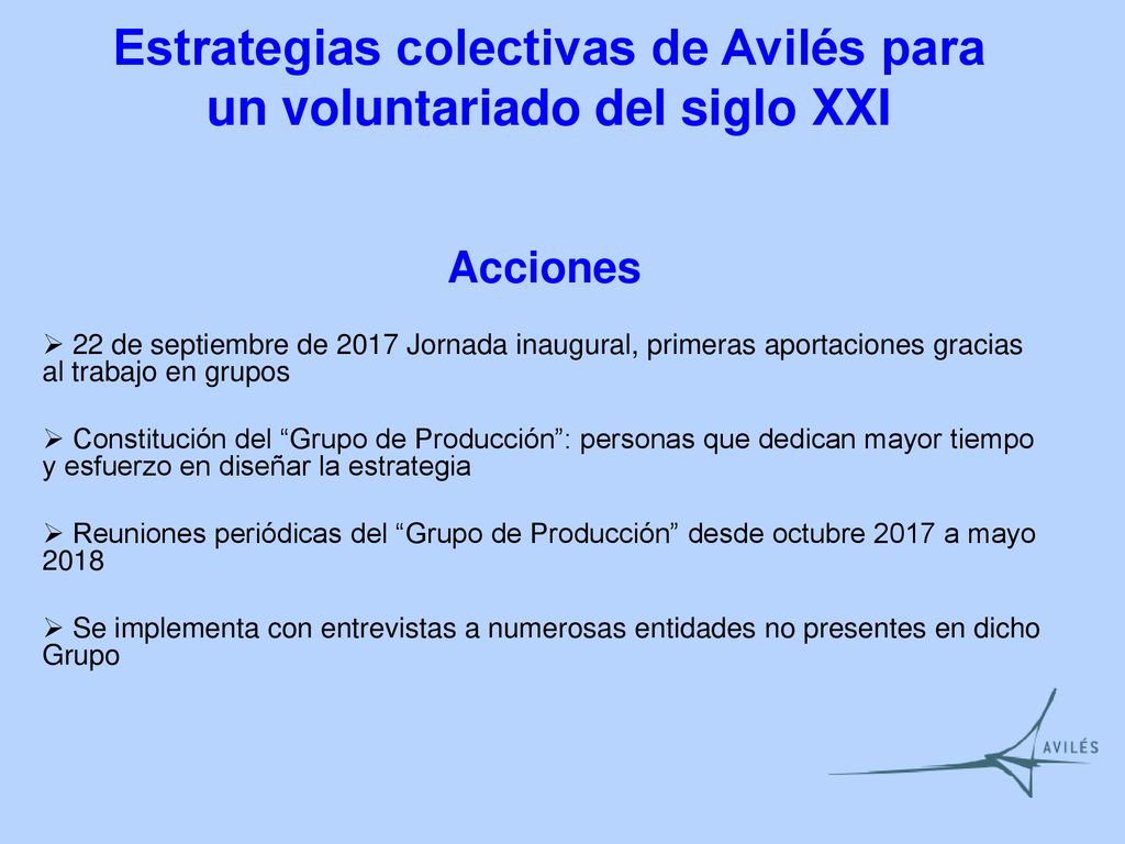 Estrategias colectivas de Avilés para un voluntariado del siglo XXI