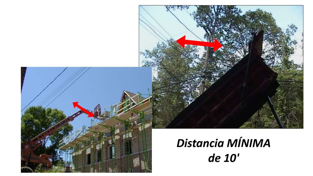 Explique que el espacio libre mínimo de 10 pies es válido para todo tipo de equipo.
