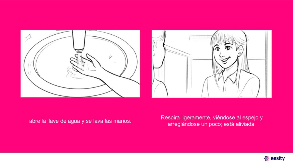 abre la llave de agua y se lava las manos.