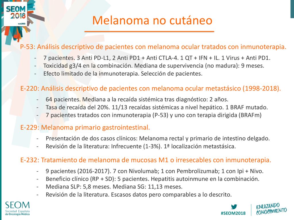 Melanoma no cutáneo P-53: Análisis descriptivo de pacientes con melanoma ocular tratados con inmunoterapia.