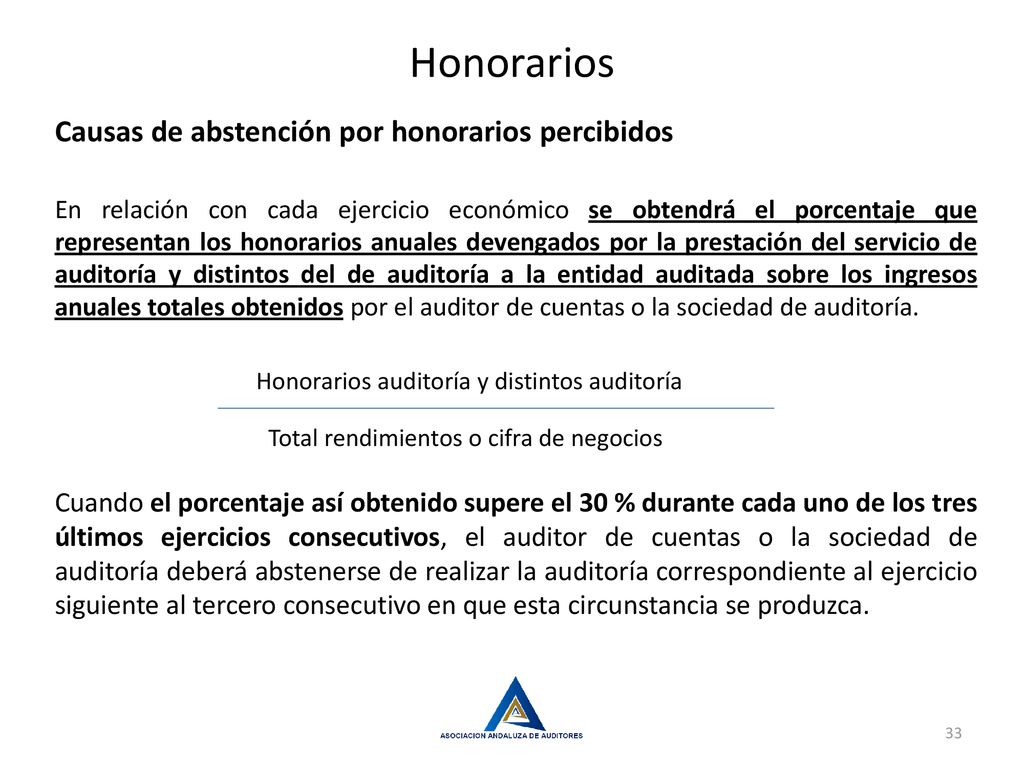 Honorarios Causas de abstención por honorarios percibidos
