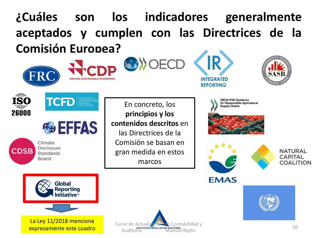 ¿Cuáles son los indicadores generalmente aceptados y cumplen con las Directrices de la Comisión Europea