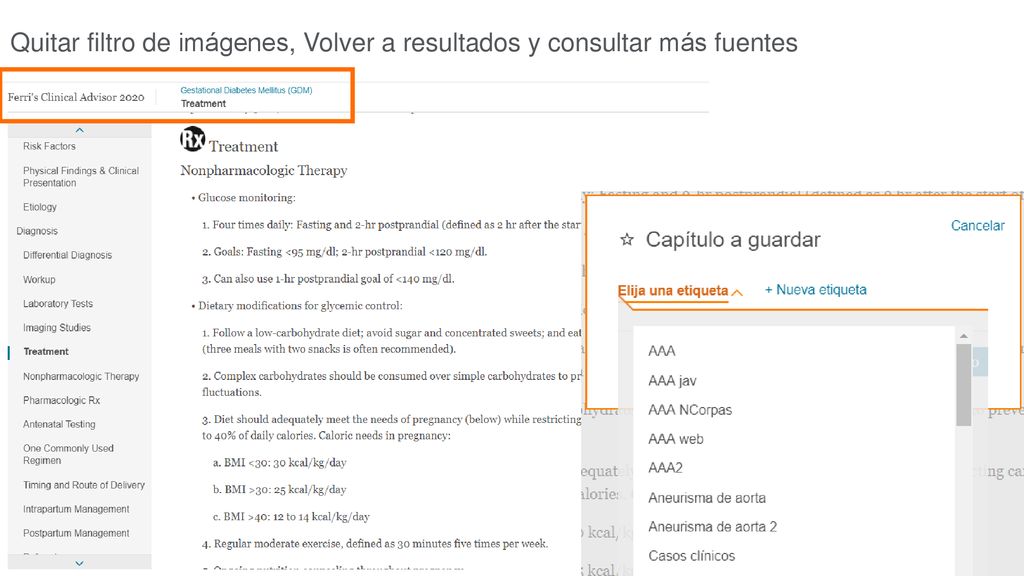 Quitar filtro de imágenes, Volver a resultados y consultar más fuentes