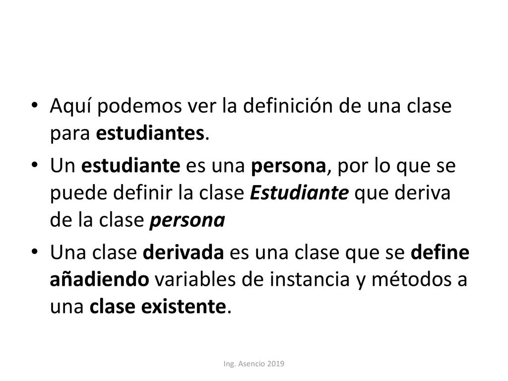 Aquí podemos ver la definición de una clase para estudiantes.