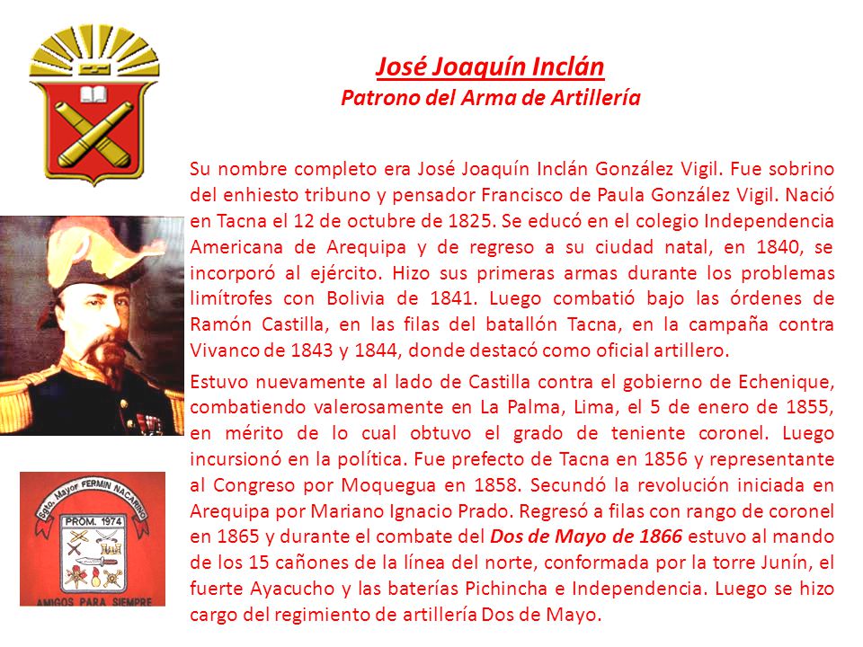 José Joaquín Inclán Patrono del Arma de Artillería