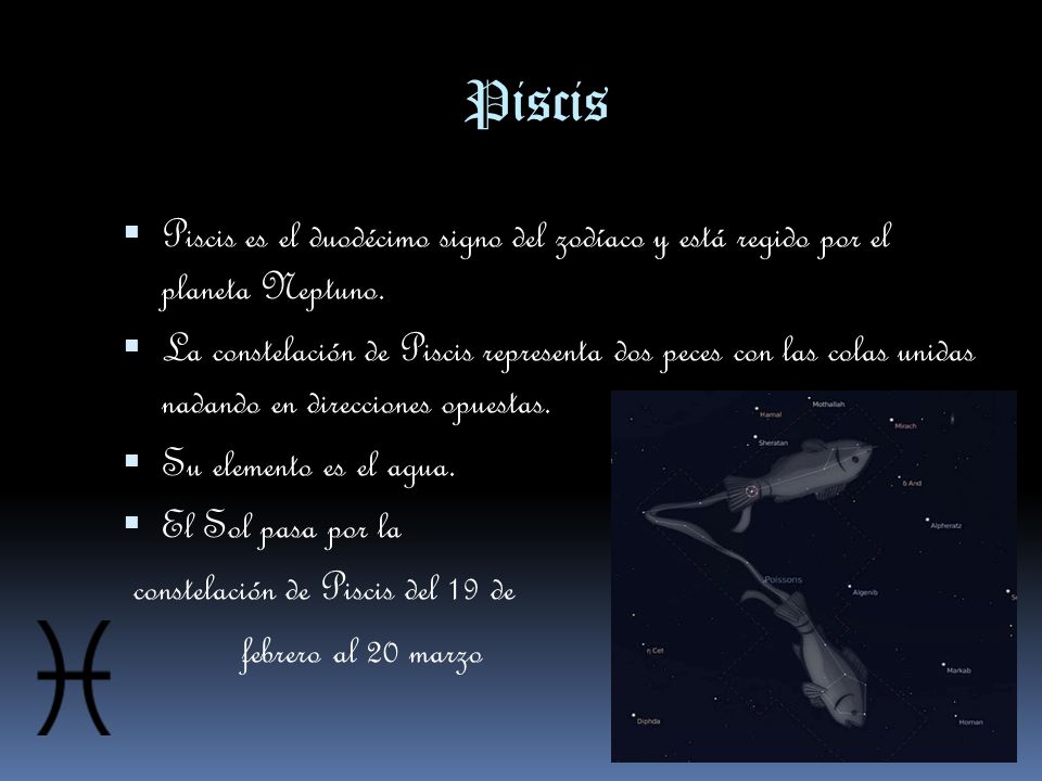 Piscis Piscis es el duodécimo signo del zodíaco y está regido por el planeta Neptuno.