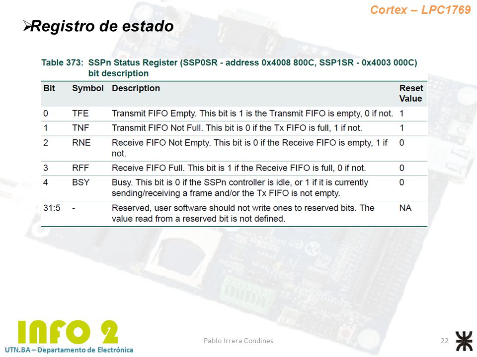 Cortex – LPC1769 Registro de estado Pablo Irrera Condines 22
