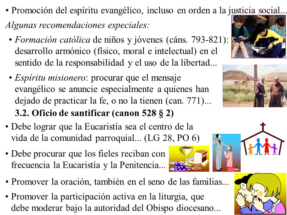 Promoción del espíritu evangélico, incluso en orden a la justicia social...