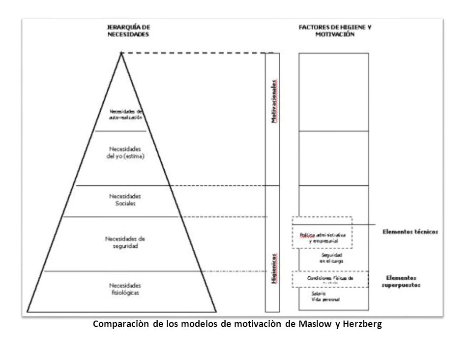 Comparaciòn de los modelos de motivaciòn de Maslow y Herzberg